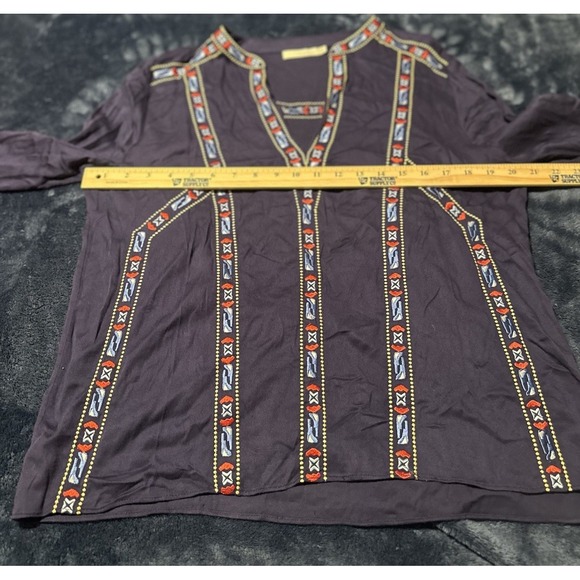 Piper‎ Townsen Navy Embroidered Tunic Top Blouse Womens XSmall Boho oversized - Picture 5 of 6